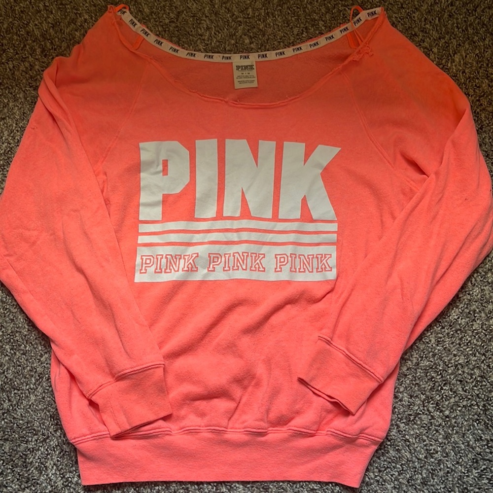 Pink Oversized Off the Shoulder Long Sleeve